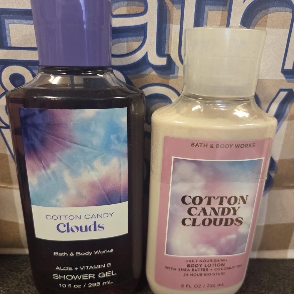 Bath & Body Works Cotton Candy Clouds Shower Gel & Body Lotion - Purple & Cream